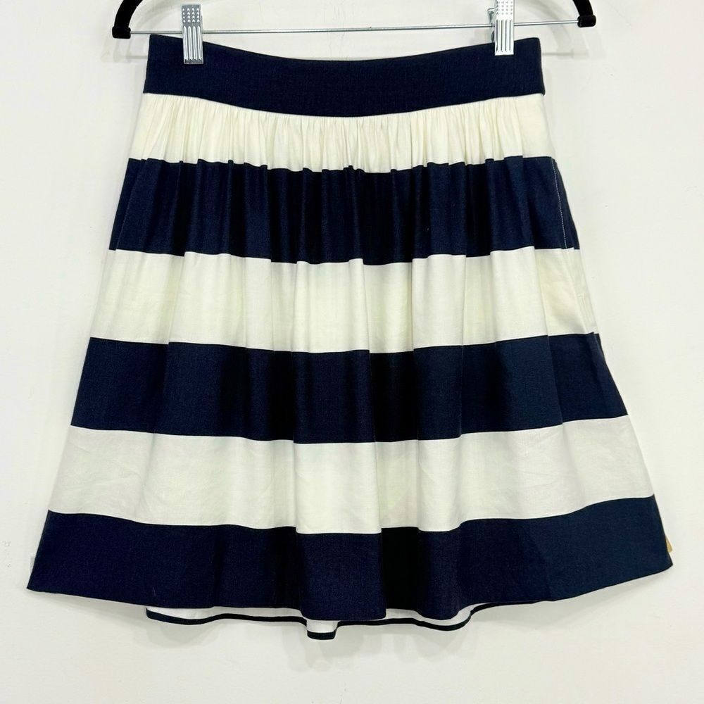 Banana Republic Navy Blue White Nautical Stripe A Line Linen Blend Mini Skirt
